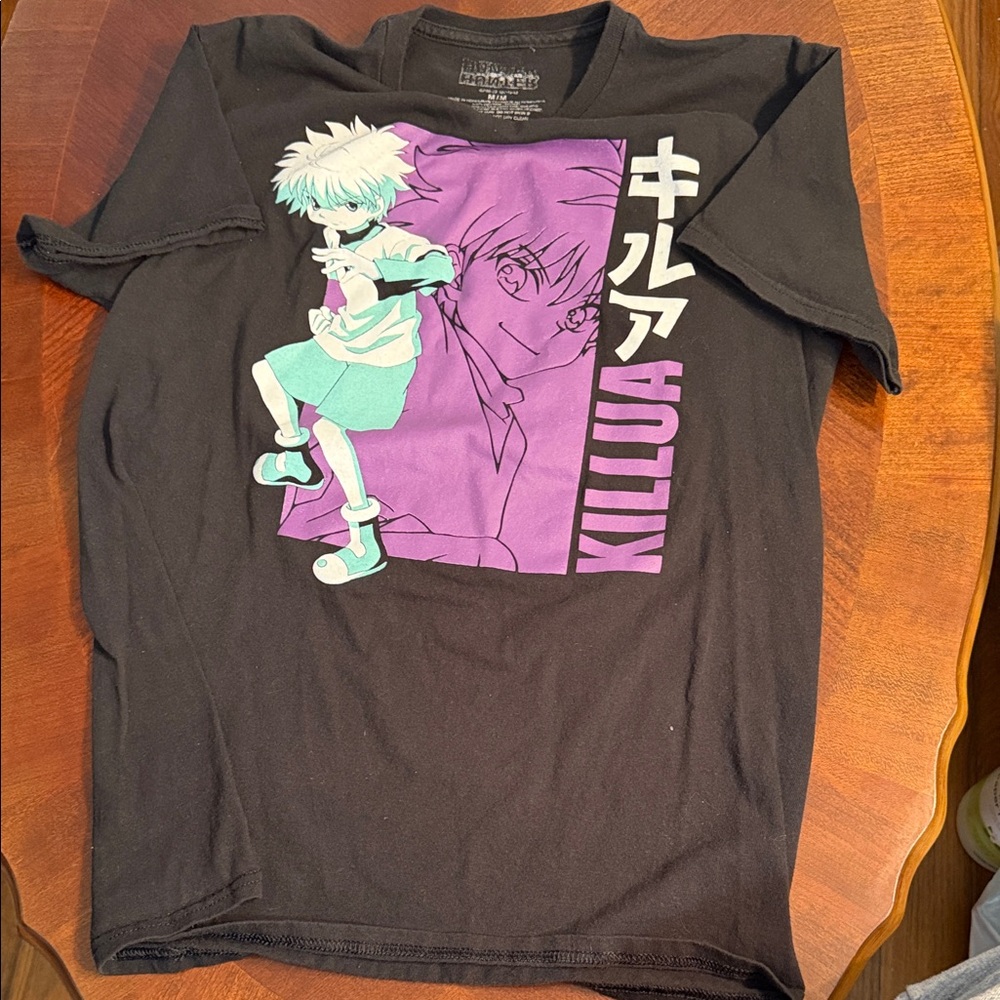 Hunter Black Tee with Purple and Green Anime Design